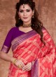 Banarasi Silk Gajari Pink And Purple Saree